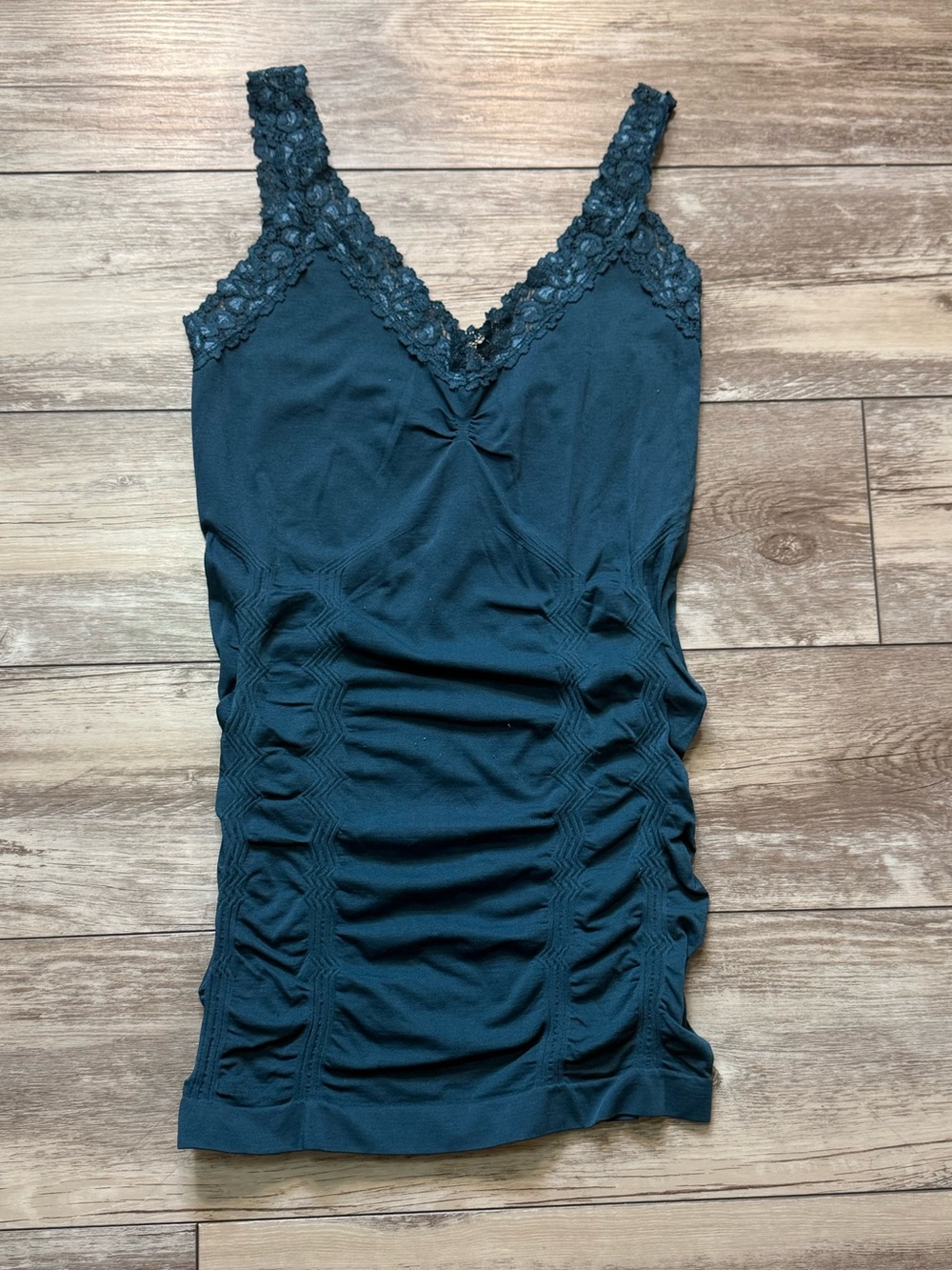 Kismet Lace Strap Ruched Camisole - Teal Green